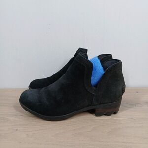 Sorel Boots Women's 6.5 Black Leather Low Heel Slip-On‎ Ankle Boots